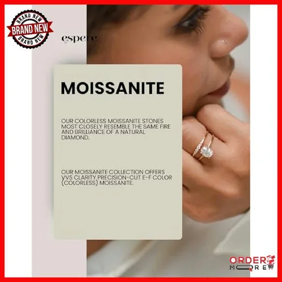 3 Carat Oval Moissanite Engagement Ring 14K Gold Plated Sterling Silver